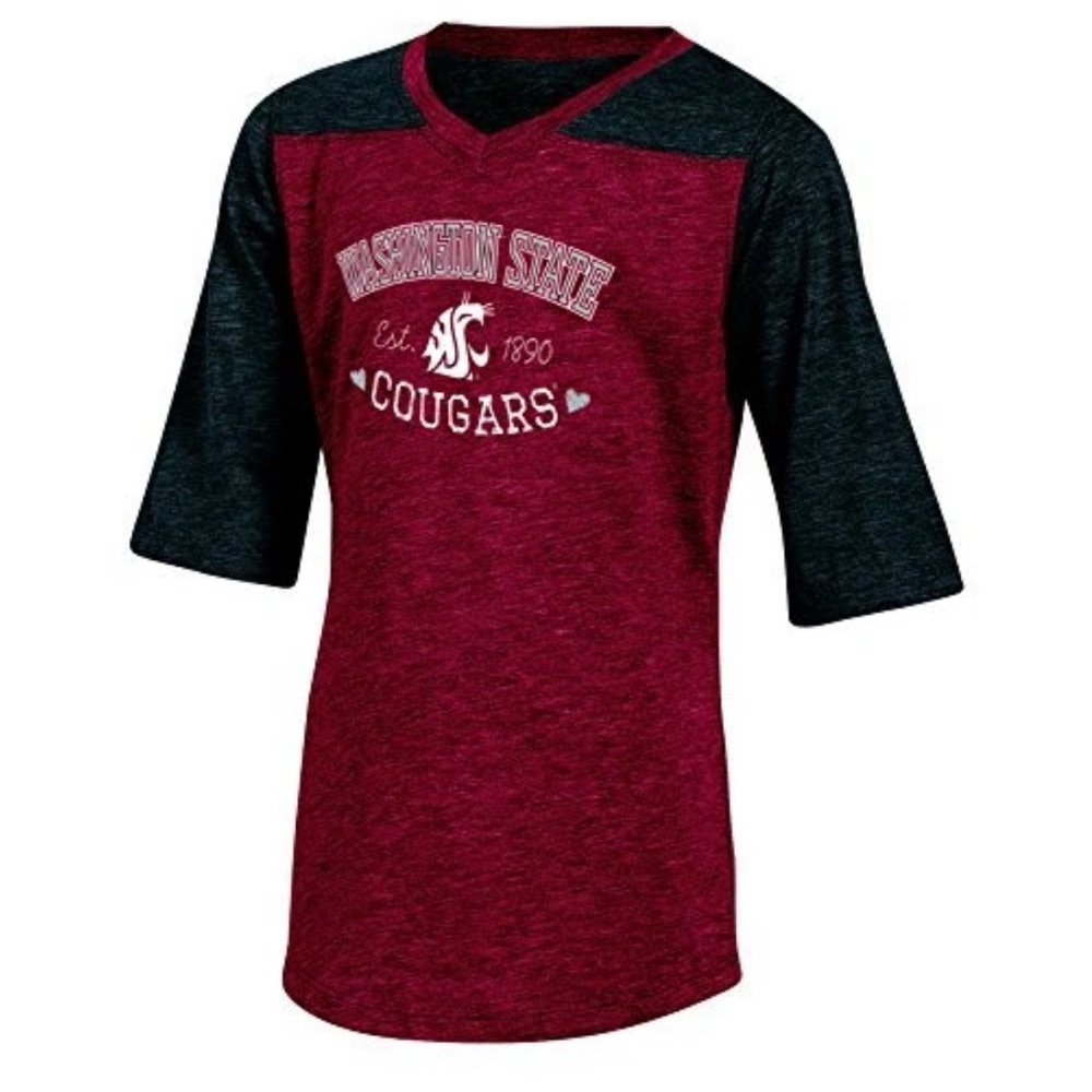 NWT [Champion] Washington State Cougars NCAA 1/2 Sleeve V-Neck Shirt Youth XL - Picture 2 of 14
